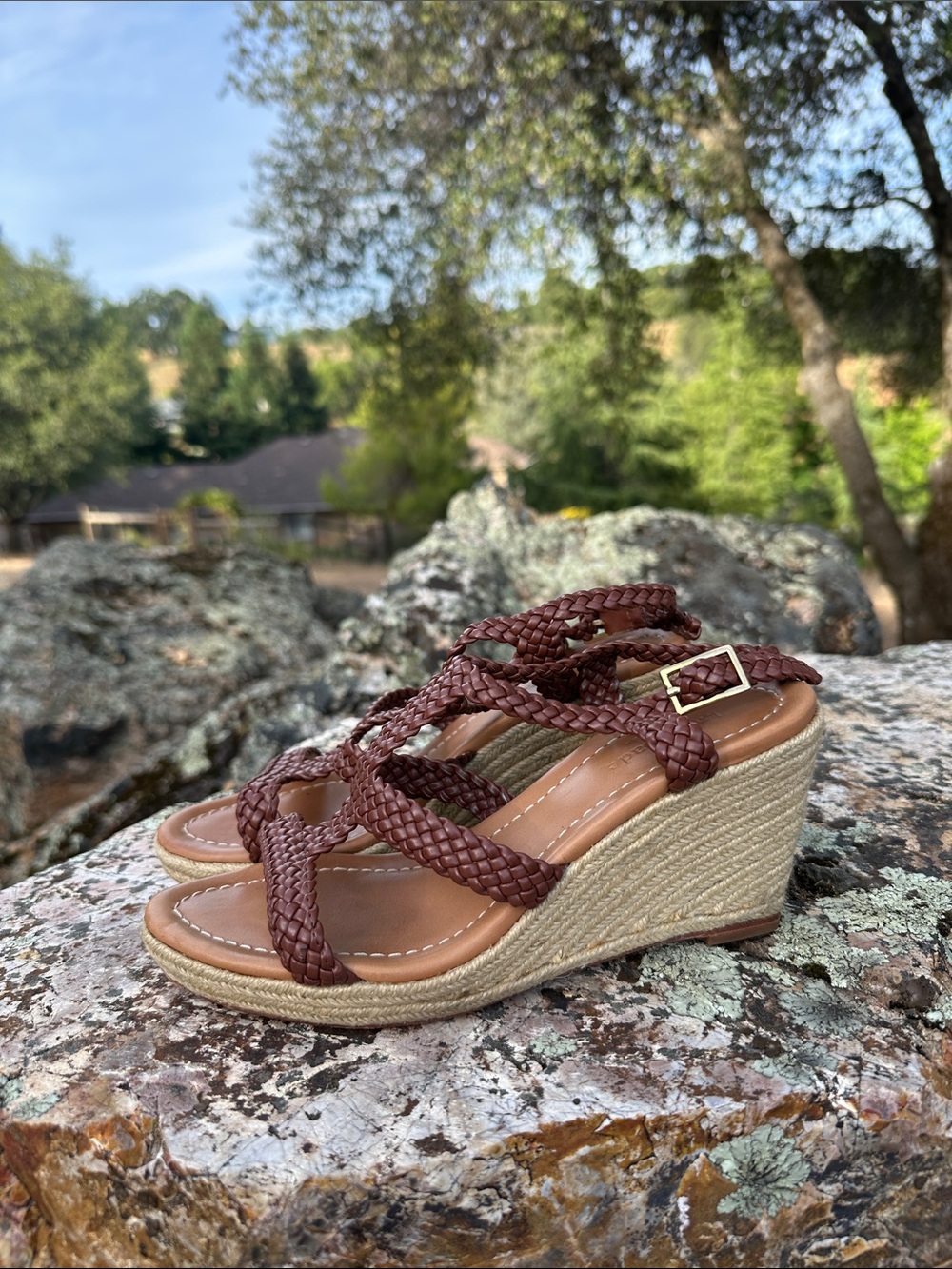 kate spade Brown Braided Espadrille Wedge Sandals